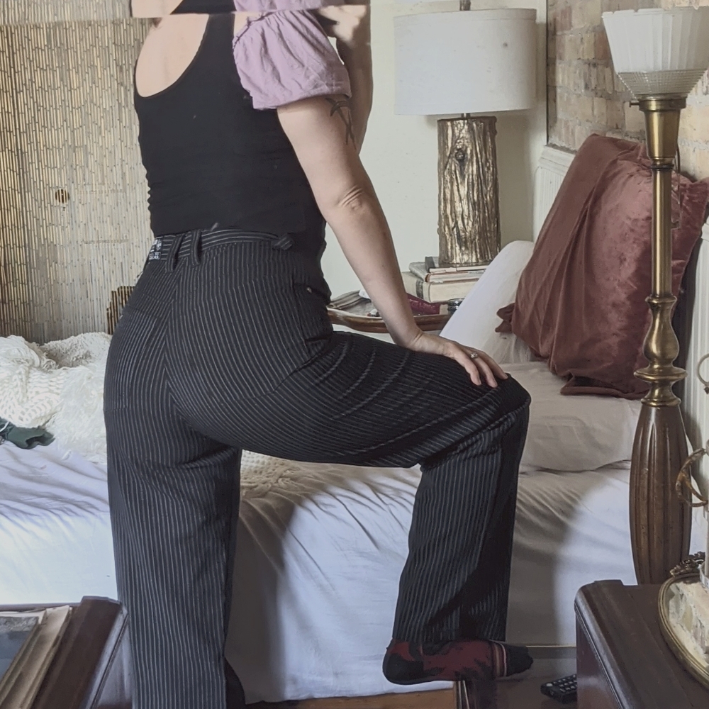 BC ETHIC wide leg striped trousers